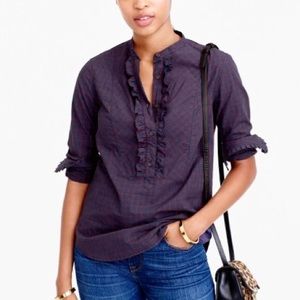 J. Crew Ruffle Popover in mini windowpane 6